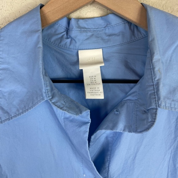 H&M Oversized Sleeveless Button Shirt Dress in Blue Size Medium - Picture 3 of 6